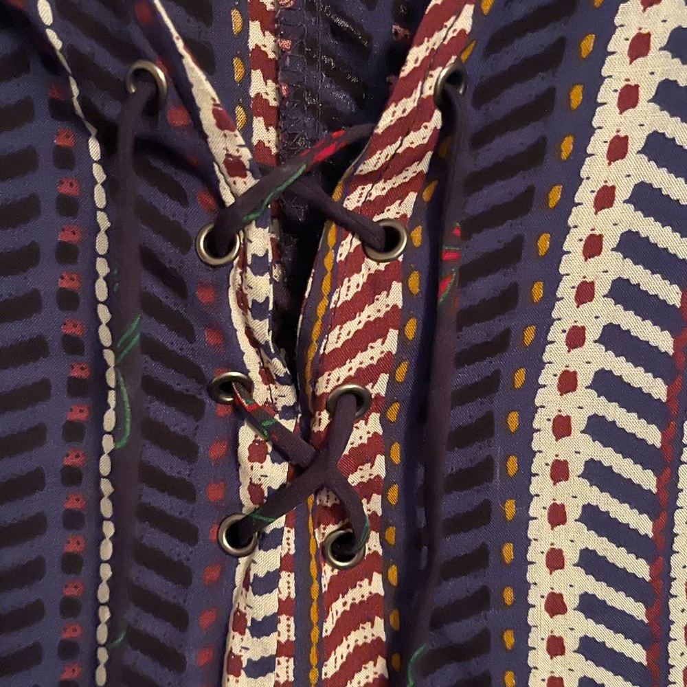 Umgee Westen Bohemian Navy Multi Patterns Lace Up… - image 4